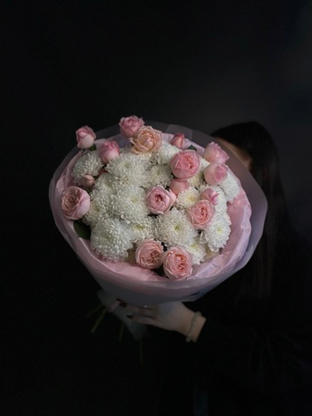 Букет Хризантема с Кустовой розой