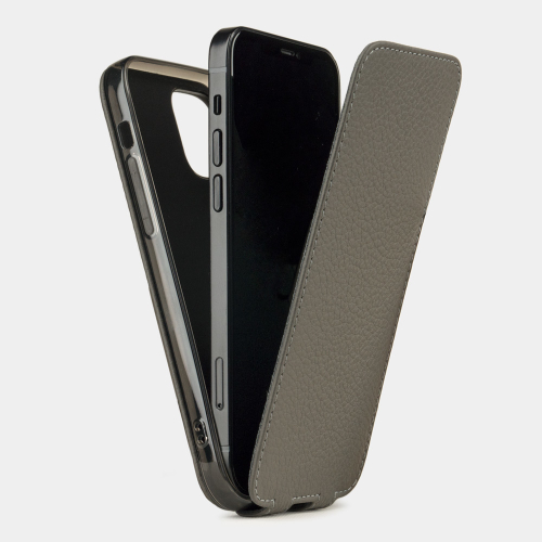 Чехол для iPhone 12/12Pro из кожи теленка, серого цвета