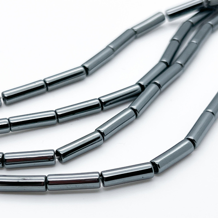 Гематит Трубочка бусины (имитация), цвет черный, размер около 13*4 мм, цена за 13 шт (1/2 нити)
