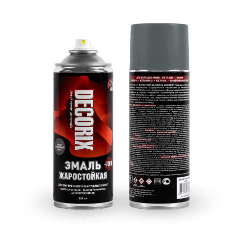 Эмаль аэрозольная DECORIX жаростойкая +700С Серый графитовый (0,52л) 0152-03 DX