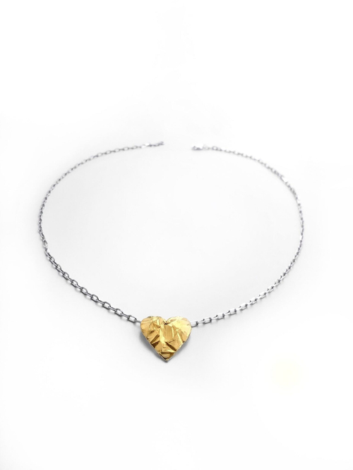 Колье "Мятое сердце" в золочении
