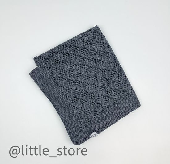 Плед вязаный Ажурный, Графит