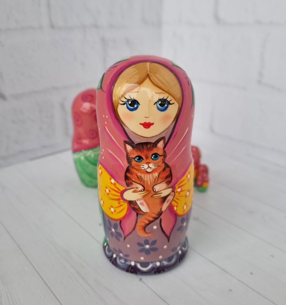 Матрёшка с кошечкой 10см 5мест