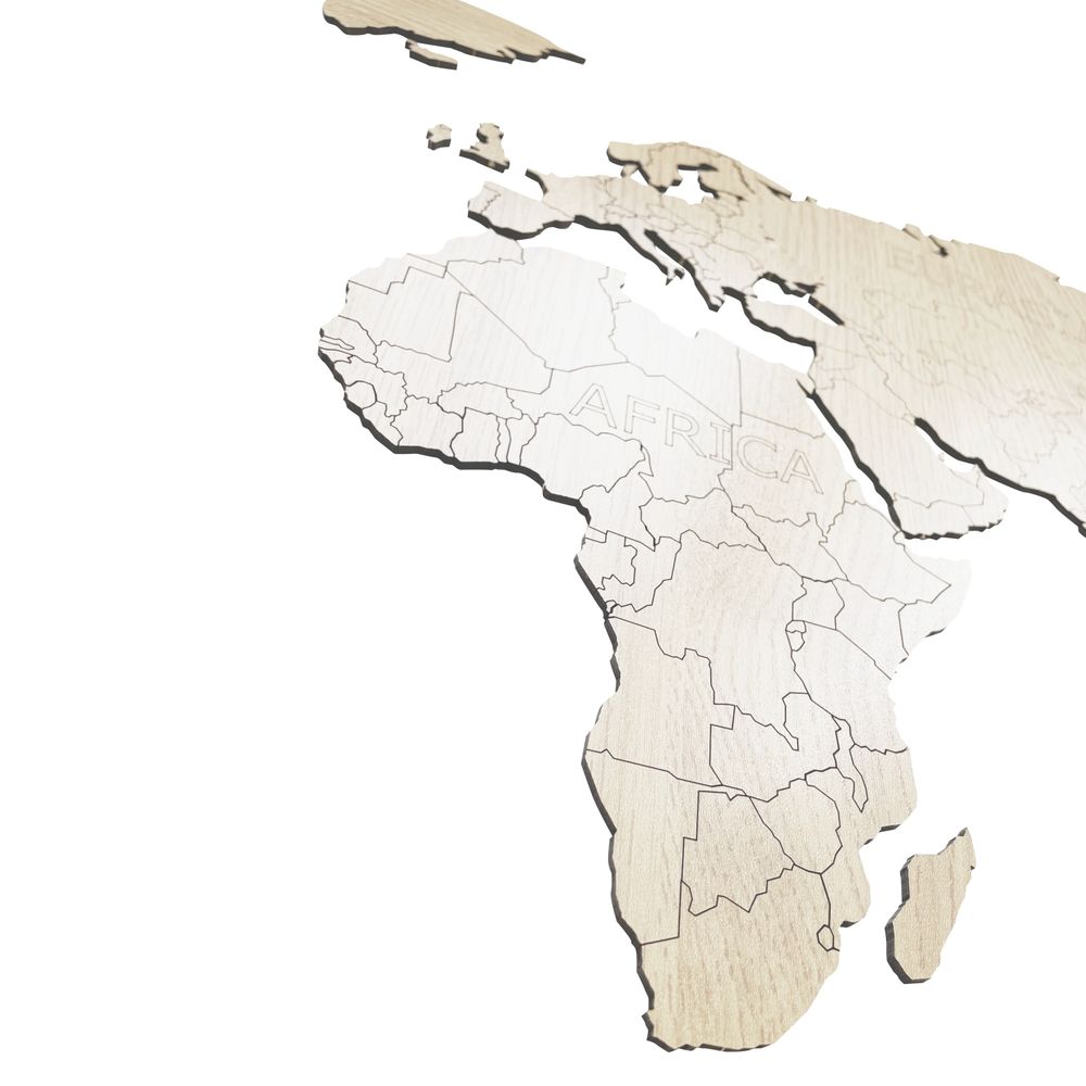 Деревянная карта мира 80х40 см Continent Еdition с гравировкой материков, дуб