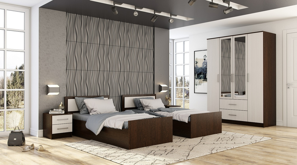 Тумба прикроватная с ящиками Фиеста, венге/лоредо (2 шт)