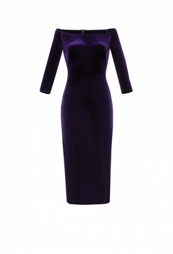 Бархатное платье-футляр с глубоким декольте 09-01-24 FW