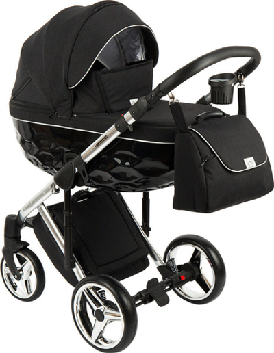 Детская коляска Adamex Chantal Special Edition 3 в 1 C2 (ЧЕРН+ЧЕРН.РИФЛЕН.ДНО+ХРОМ РАМА)