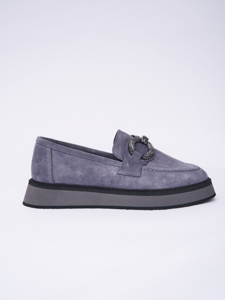 Лоферы замшевые серые