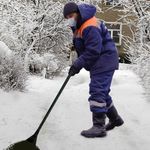 Ледоруб-топор шириной 14 см, ВЕС 3,3 кг, металлическая ручка 135 см, D=34 мм, СУПЕРУСИЛЕННЫЙ, серая порошковая окраска, ГРАНДМАСТЕР, 700346