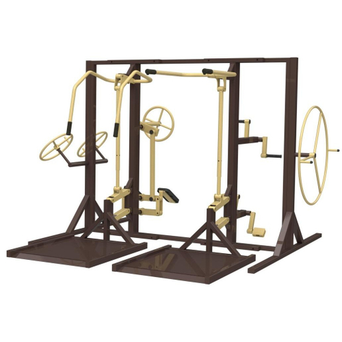 Уличный тренажер №48, комплекс с тренажерами, 2850*2550*1835 мм.