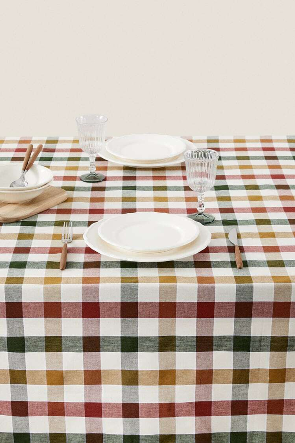 ZARA HOME СКАТЕРТЬ В КЛЕТКУ ИЗ КРАШЕНЫХ НИТОК, ЗЕЛЕНЫЙ