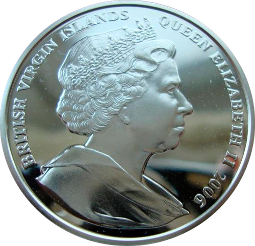 Британские Виргинские о-ва 10 долларов 2006 Королева Елизавета II Короли и королевы Англии Серебро
