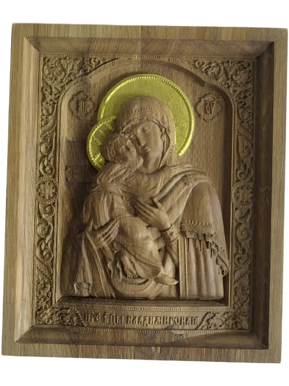 Освященная Владимирская икона Божией Матери из дуба большая