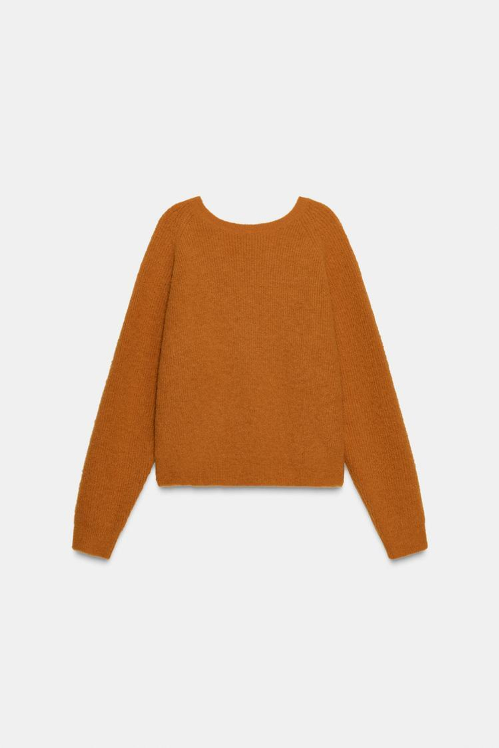 ZARA ВЯЗАНЫЙ ДЖЕМПЕР С УЗЛОМ НА СПИНЕ, ТЫКВЕННЫЙ