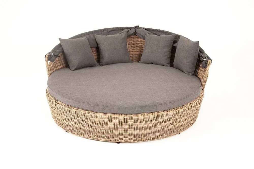 "Стильяно" плетеная кровать круглая, цвет соломенный