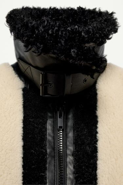 ZARA КУРТКА-ПЭЧВОРК ИЗ ИСКУССТВЕННОГО МЕХА — THE ITEM ZARA WOMAN, БЕЛЫЙ/ЧЕРНЫЙ