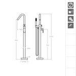 Напольный смеситель для ванны с душевым комплектом ALEXIA 368503DOC золотой