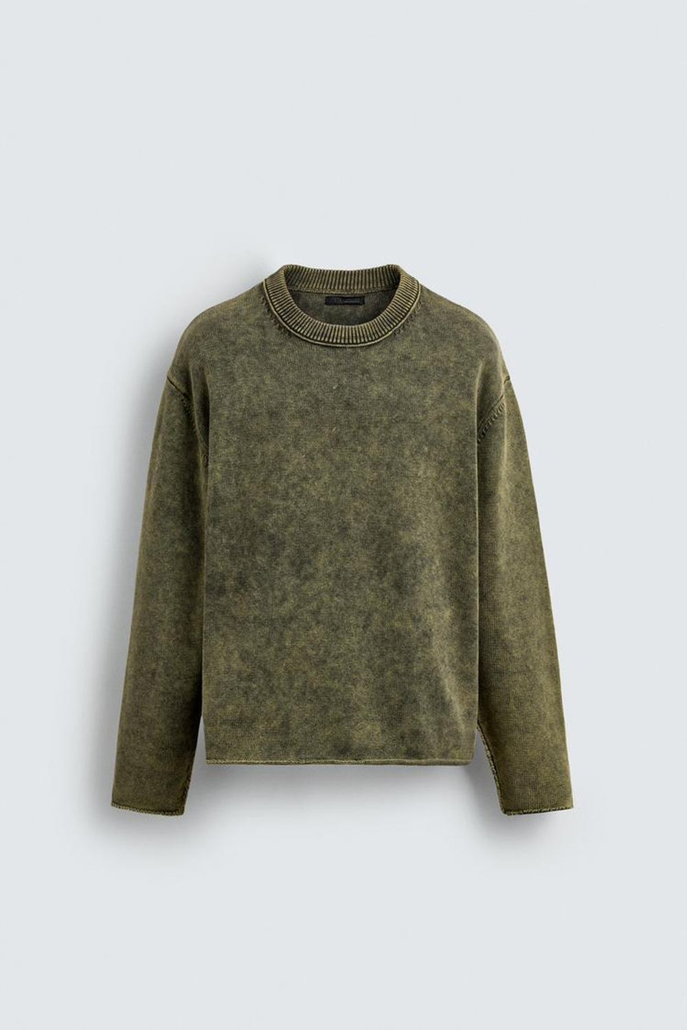 ZARA ХЛОПКОВЫЙ ДЖЕМПЕР, ЛИНЯЛЫЙ ЗЕЛЕНЫЙ