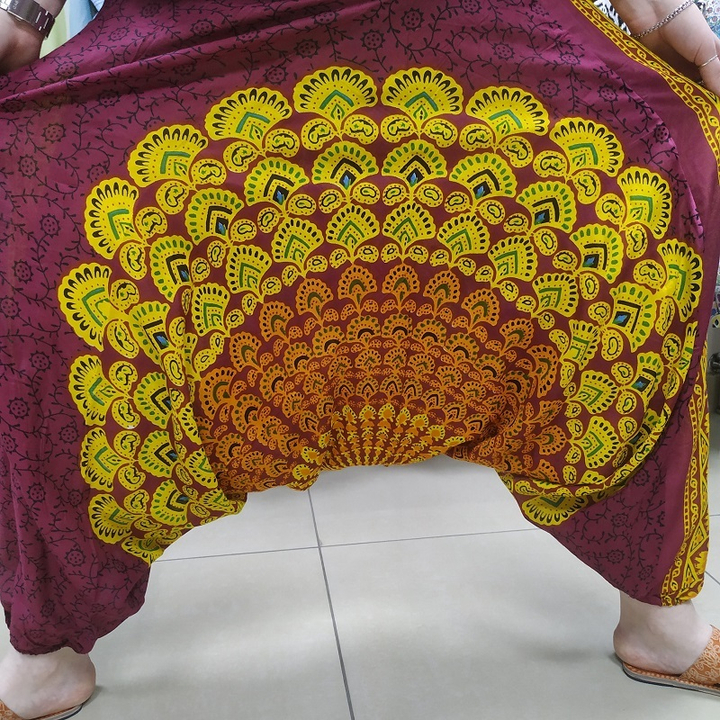 Штаны Алладины "Павлин", размер свободный, хлопок 100%, цвет бордовый