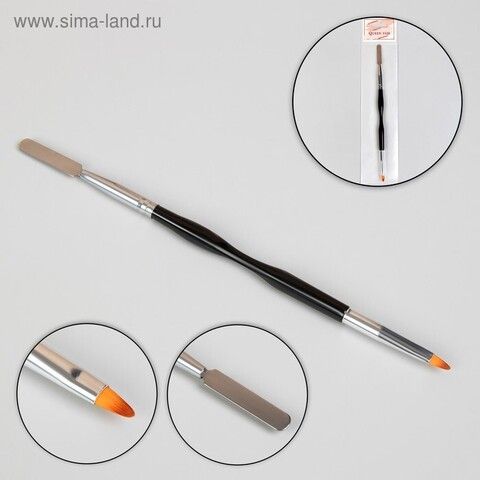 Кисть-шпатель для акрил-геля, полуовальная, 20,5 см, голова 6 × 8 мм, цвет чёрный