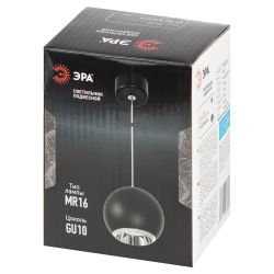Светильник подвесной (подвес) ЭРА PL32 BK/CH MR16 GU10 потолочный круг черный, хром