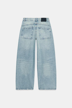 ZARA ДЖИНСЫ ZW COLLECTION LOOSE BARREL СО СРЕДНЕЙ ПОСАДКОЙ, ГОЛУБОЙ