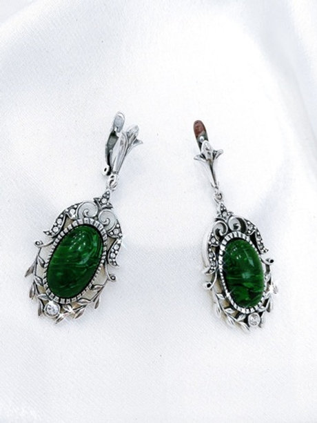 "Корнэ" серьги в серебряном покрытии из коллекции "Богема" от Jenavi с английским замком