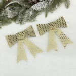 Бант на ёлку «Сияние» 13*16 см (набор 2 шт), Шампань