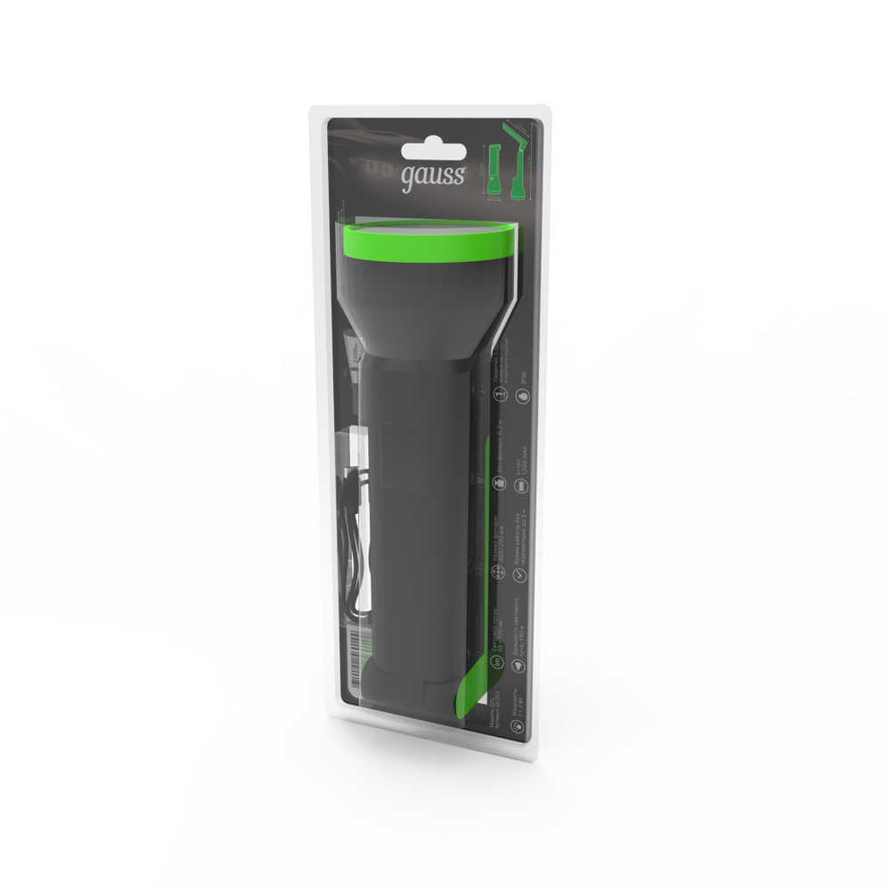 Ручной фонарь gauss GFL203 чёрный