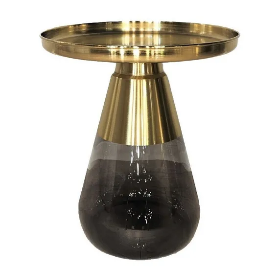 Журнальный столик Zeigna Tall, Ø50х52 см, дымчатое стекло, золото