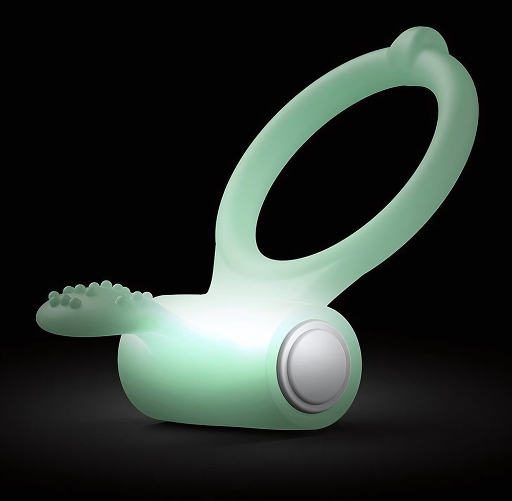 Светящееся в темноте эрекционное виброкольцо Power Clit (Цвет: белый)