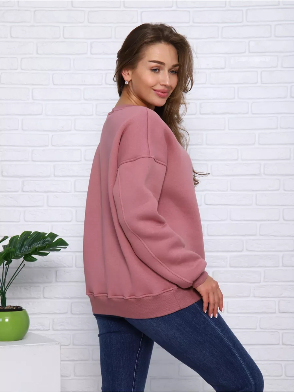 Свитшот утепленный оверсайз базовый