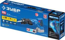 ЗУБР Т7, 20 В, 180 мм, без АКБ, бесщеточная пила сабельная, Профессионал (SPB-180)