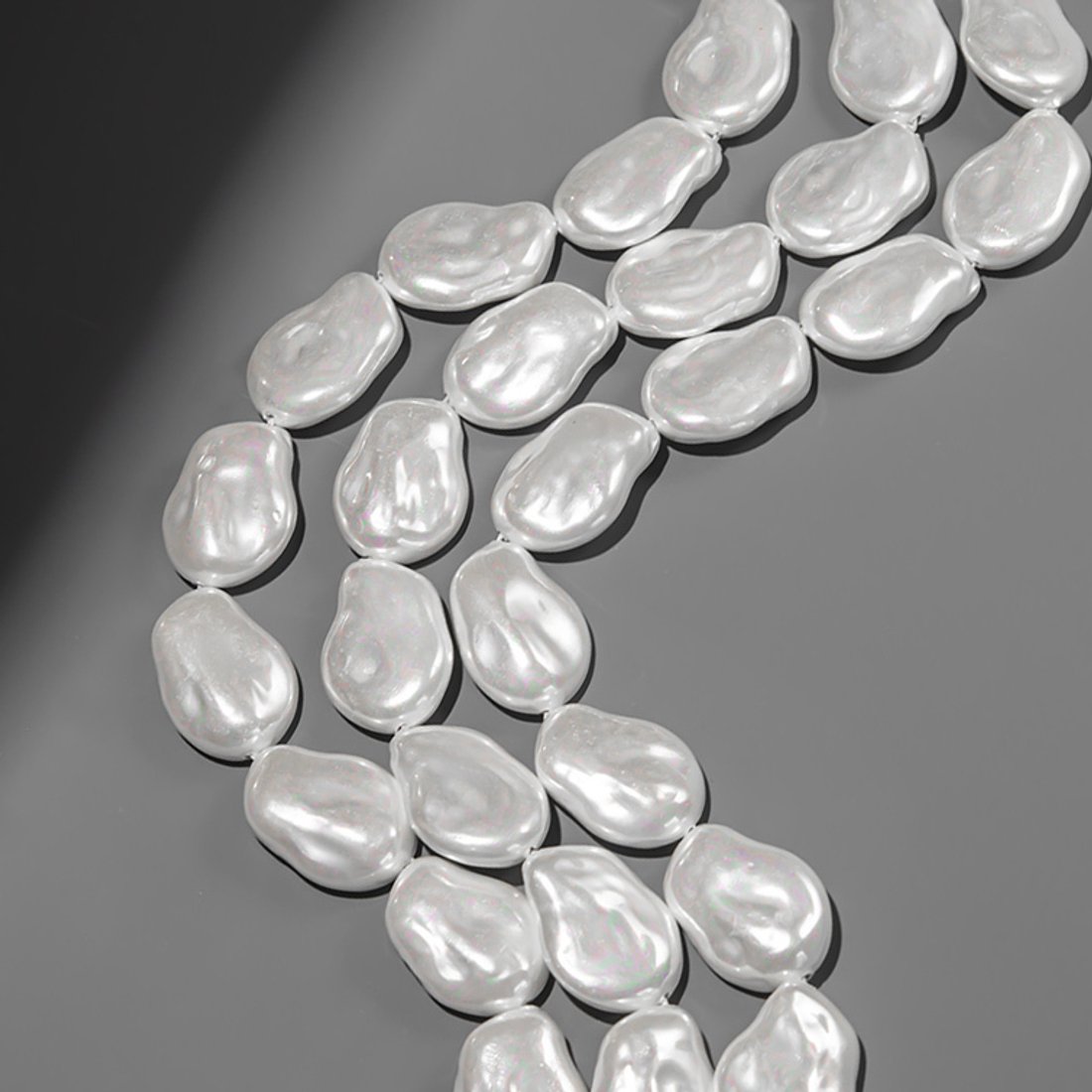 Хрустальный жемчуг в форме вытянутой монетки, белый, 24*17мм