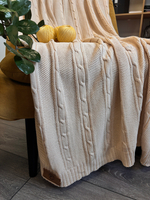 Вязаный плед "Косы" 110х170см (бежевый)