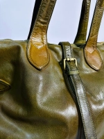 Женская премиальная горчично-оливковая сумка из натуральной кожи "Венеция"