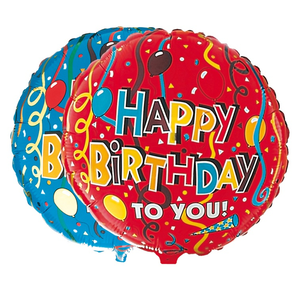 Шар Фольгированный Набор 2 шт Шары и серпантин (Красный, Синий)