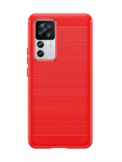 Чехол защитный красного цвета для смартфона Xiaomi Mi 12T и Mi 12T Pro, серии Carbon (в стиле карбон) от Caseport