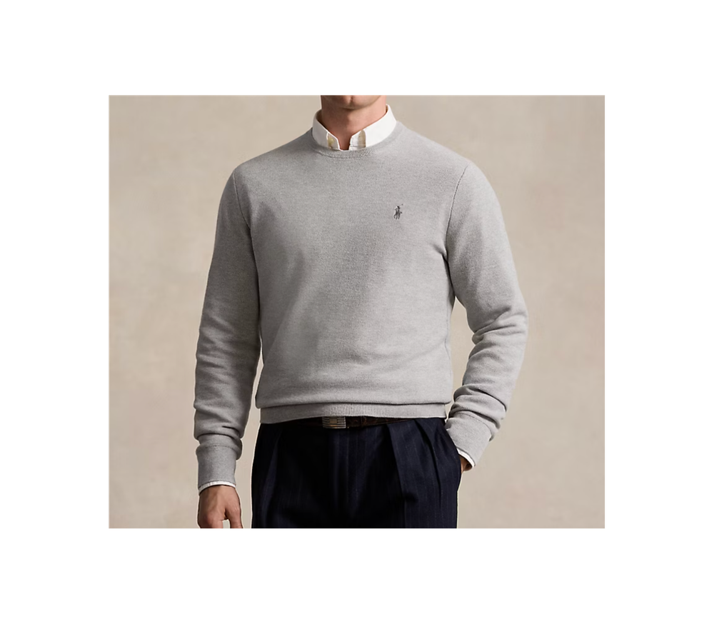 Фактурный хлопковый свитер с круглым вырезом Polo Ralph Lauren