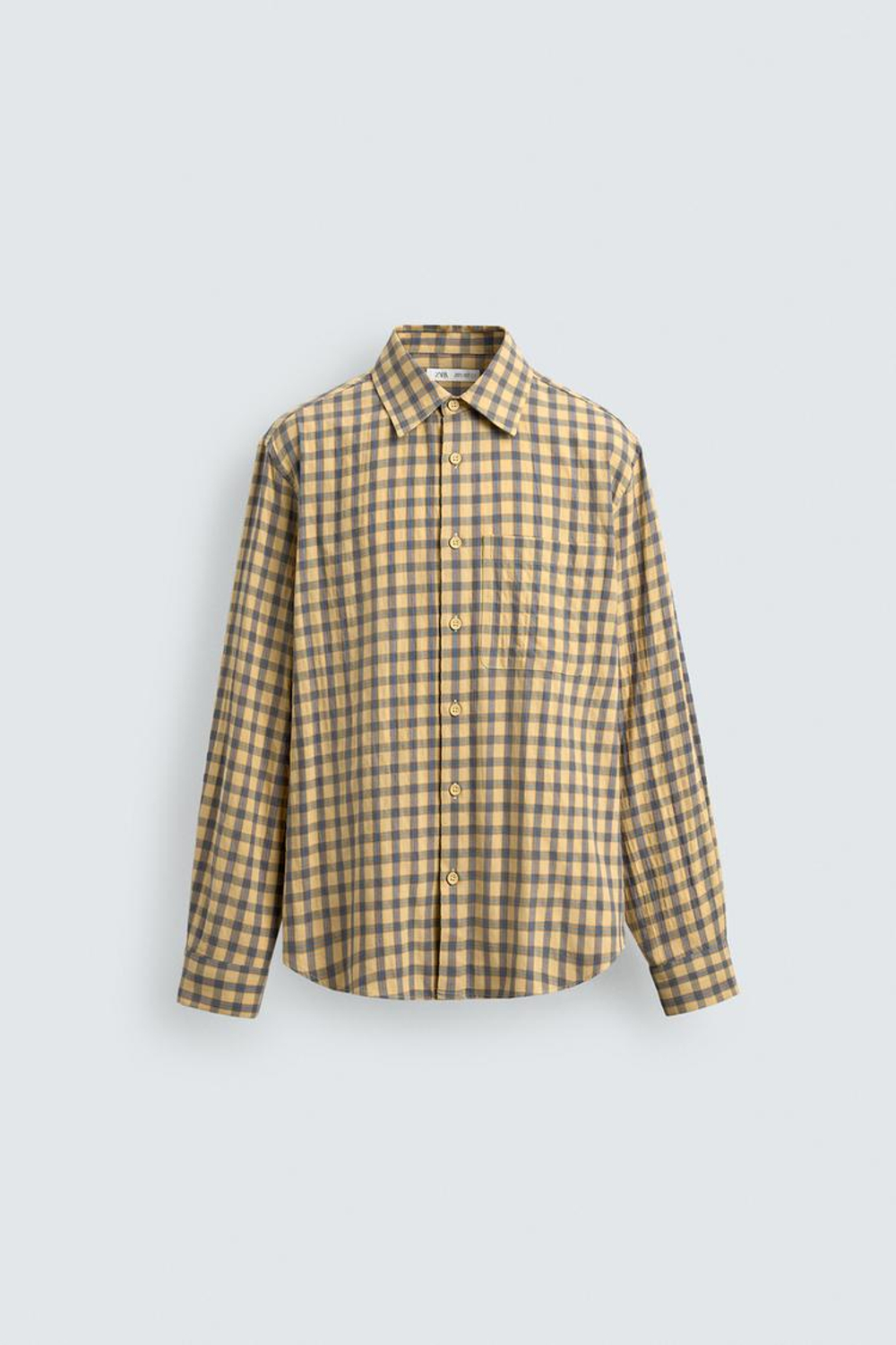 ZARA РУБАШКА RELAXED FIT В КЛЕТКУ, ЦВЕТ СЛИВОЧНОГО МАСЛА