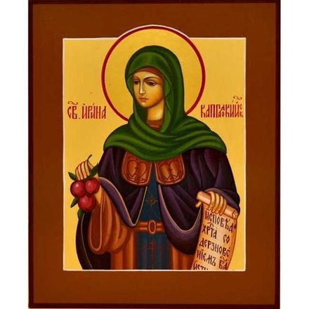 Святая Ирина. Рукописная икона на липовой доске.