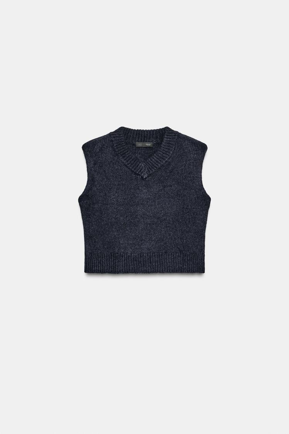 ZARA ЖИЛЕТ ИЗ ШЕРСТИ И АЛЬПАКИ С ПОГОНАМИ, МОРСКОЙ СИНИЙ