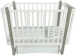 Детская кроватка Кедр Florencia 2 поперечный маятник c ящиком белый/серый