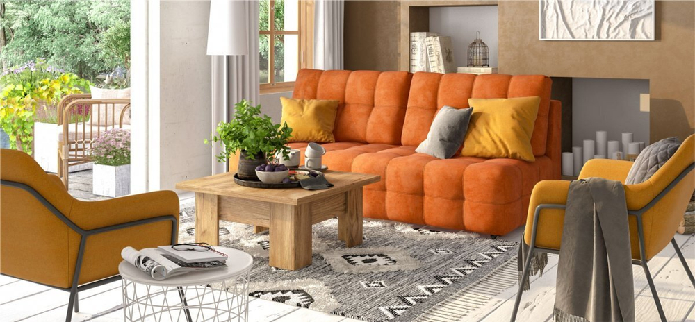 Диван Босс Мини Велюр Алькантара оранж