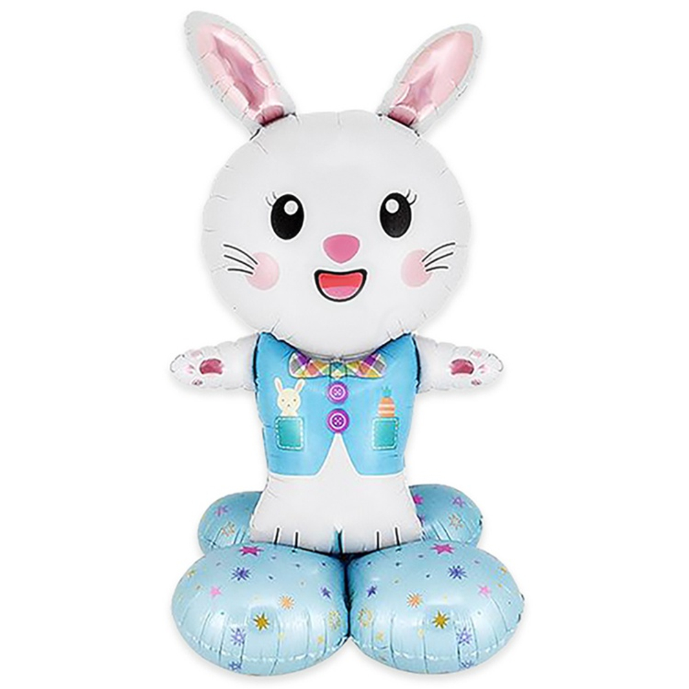 Шар Фольгированный Заяц жилетка голубая (Голубой)