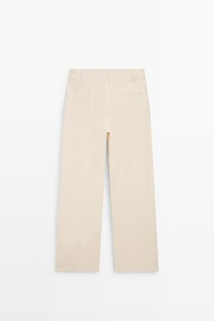 Massimo Dutti Брюки свободного кроя из смесового льна, пестро-жженый