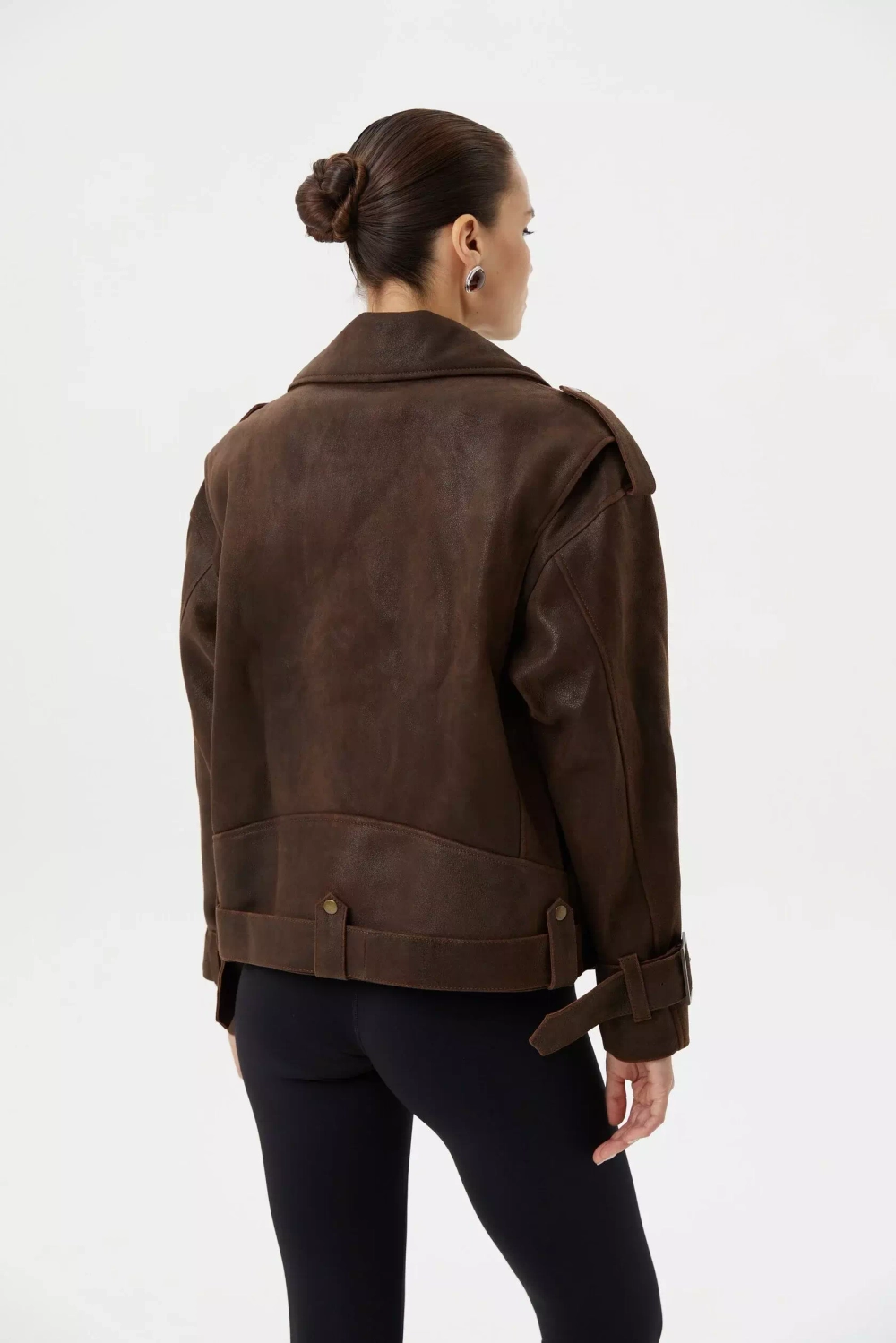 Косуха Oversize Vintage с ремешками, Коричневый