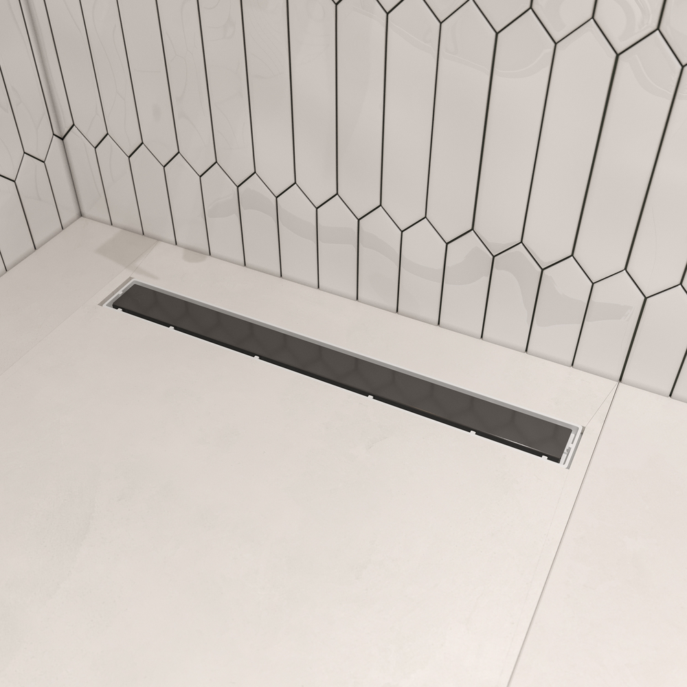 Душевой трап (лоток) CK DRAIN 1105-00155 55 см, решетка черная, с сифоном, под плитку