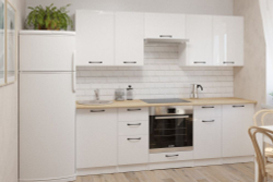 Кухонный гарнитур Жасмин экстра 1 3000мм (Белый глянец/Белый, Дуб бунратти)