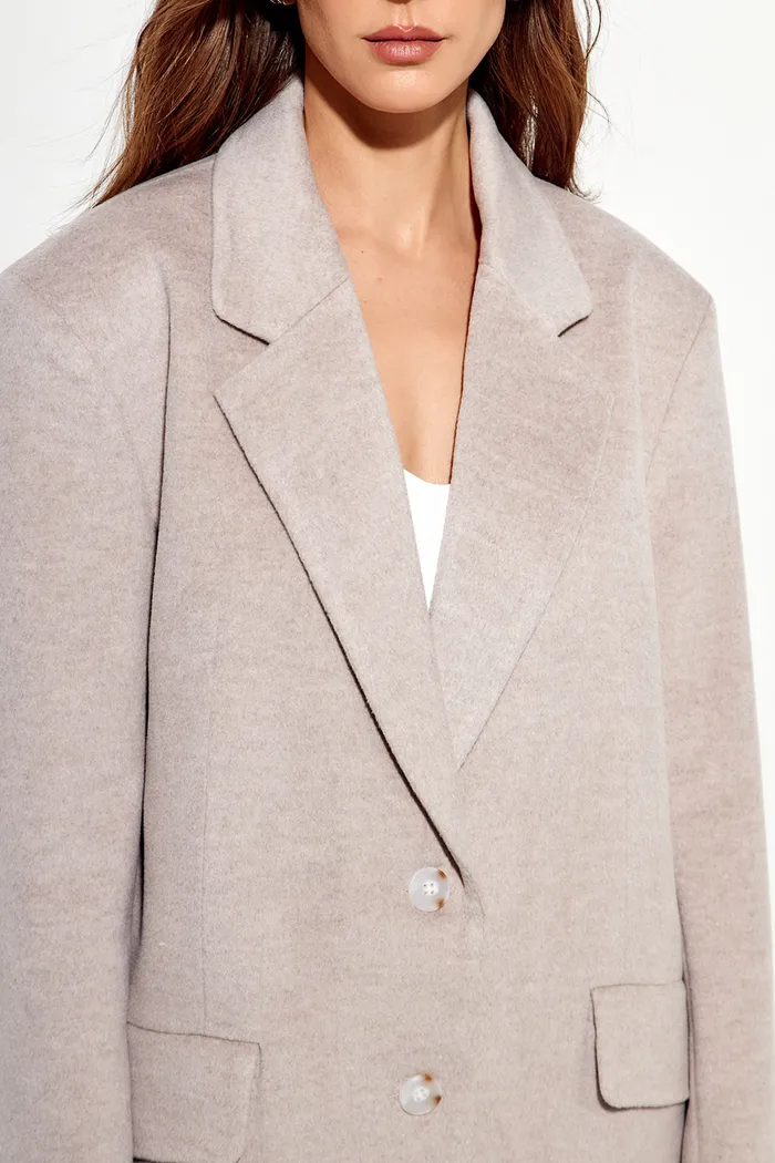 Пальто-пиджак с шерстью жемчужного цвета